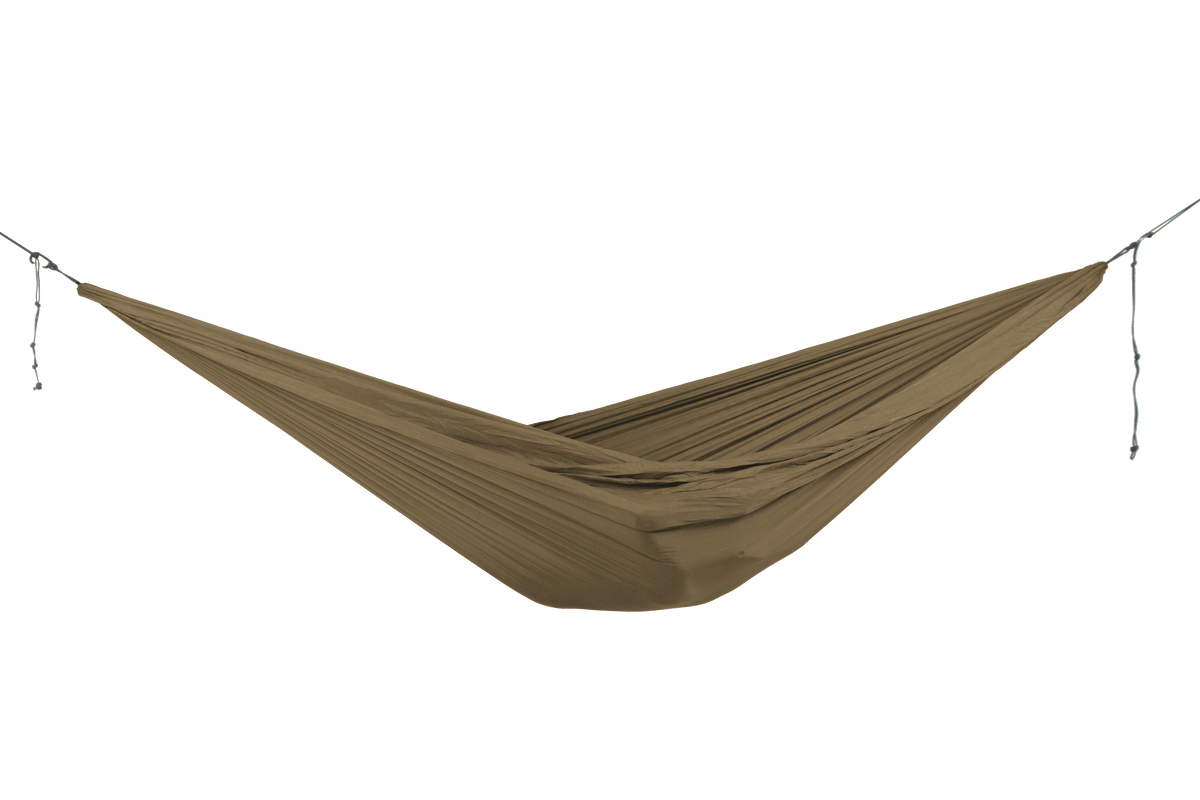 Home Hammock 420 in Olive Brown, leer aufgehängt, Seitenansicht