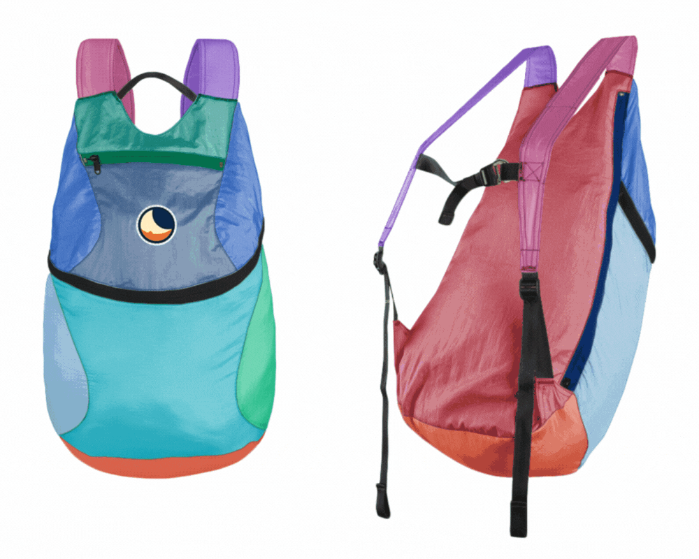 GIF das abwechselnd die unterschiedlichen, farblichen Kombinationsmöglichkeiten des Backpack Plus wiedergibt.