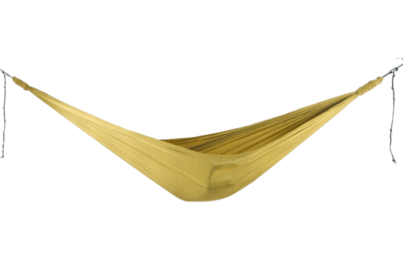 Ticket to the Moon HOME HAMMOCK in der Farbe Gold – freigestellt, von der Seite fotografiert, leicht durchhängend.