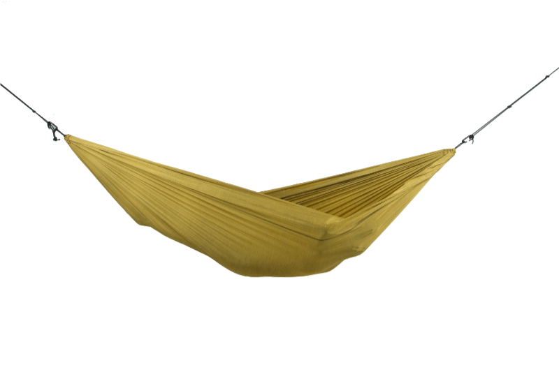 Ticket to the Moon HOME HAMMOCK in der Farbe Gold – freigestellt, von der Seite fotografiert, leicht durchhängend.