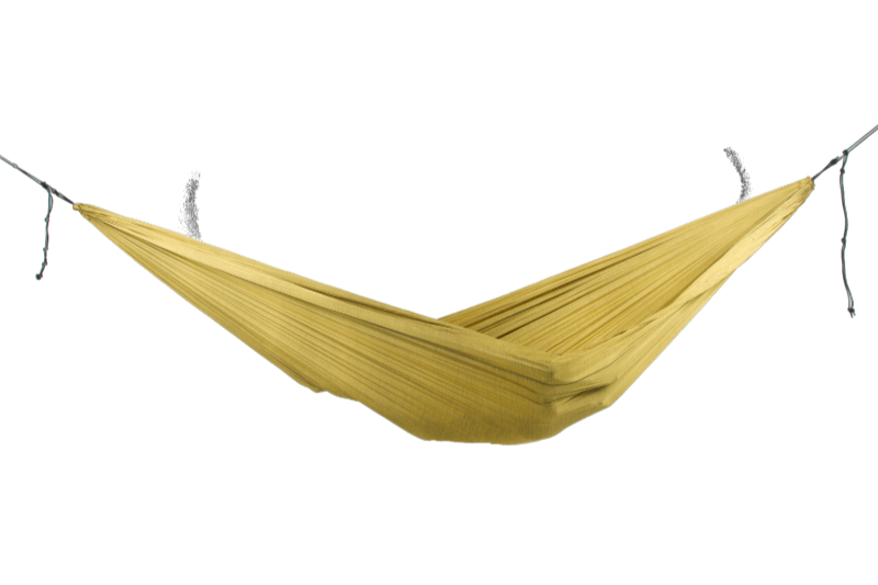 Ticket to the Moon HOME HAMMOCK in der Farbe Gold – freigestellt, von der Seite fotografiert, leicht durchhängend.