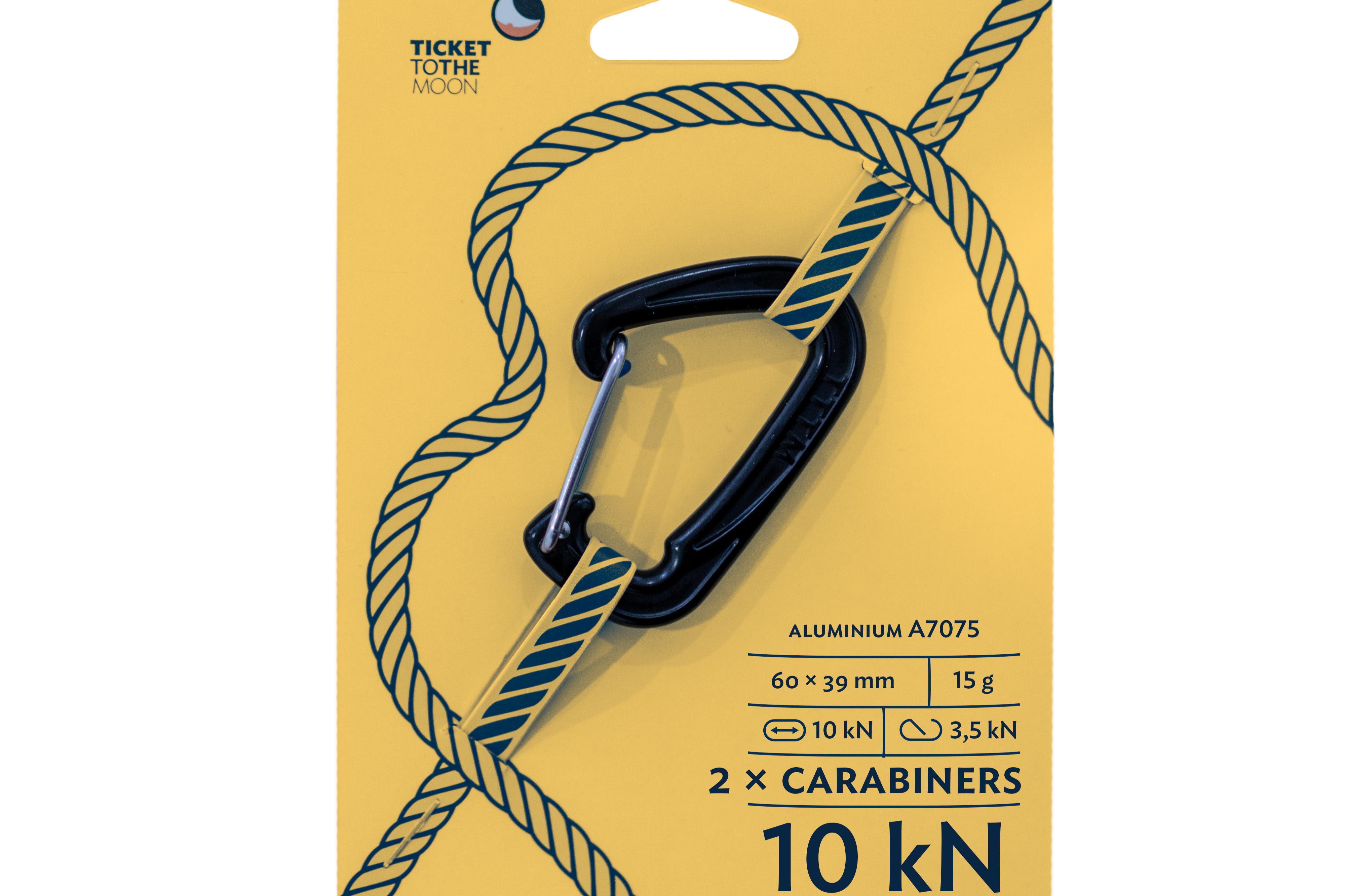 Starker 10kN Karabiner aus Aluminium für Hängematten – Ticket to the Moon 2er-Set