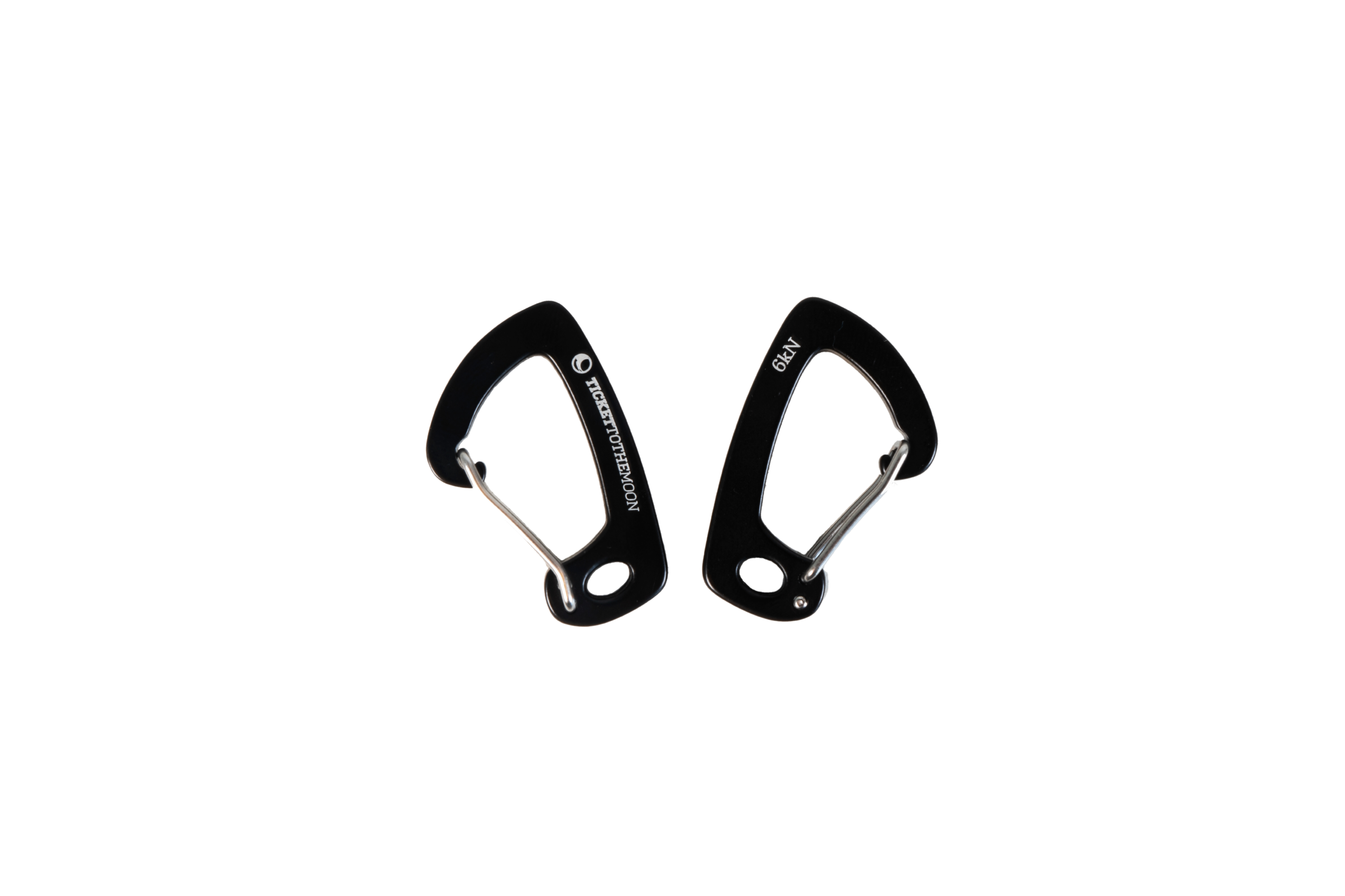 Zwei Schwarze TTTM Karabiner aus Aluminium – leicht, stark und vielseitig einsetzbar für Hängematten